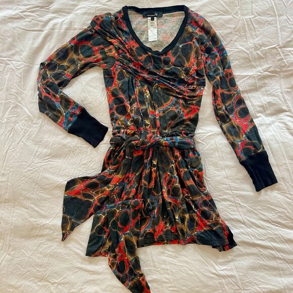 Isabel Marant Marble-Print Linen & Silk Jersey Dress - Size XS / US 2 / FR 36 - Picture 9 of 11